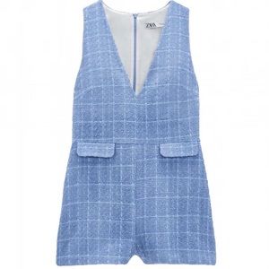 Zara Blue Tweed Romper